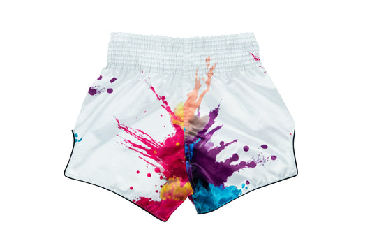 Fairtex-Slim Cut Shorts-BS1939 Funky Soul (White) - Garuda Combat Sports