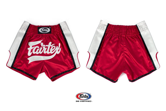 Fairtex-Slim Cut Shorts-BS1704 - Red/White - Garuda Combat Sports