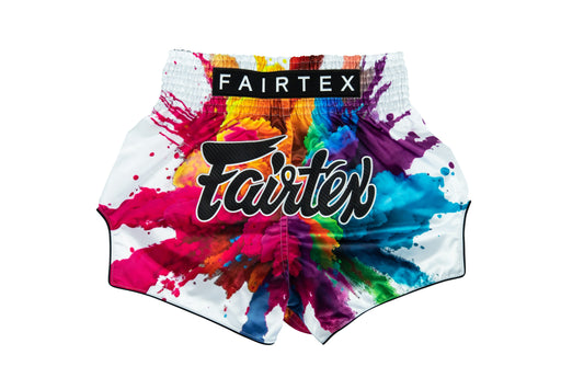 Fairtex-Slim Cut Shorts-BS1939 Funky Soul (White) - Garuda Combat Sports