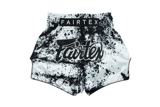 Fairtex-Slim Cut Shorts-BS1948 Grunge (White) - Garuda Combat Sports